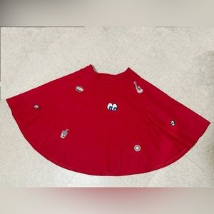 Bright red a line knee high skirt